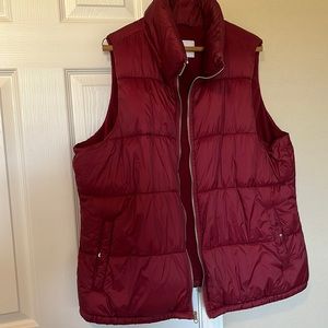 Red puffer vest